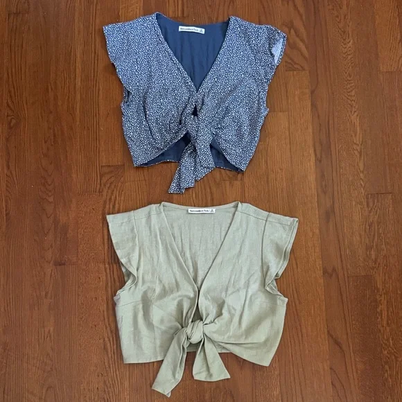 Set of Two Abercrombie Tie-Front Crop Tops XS - Picture 1 of 5